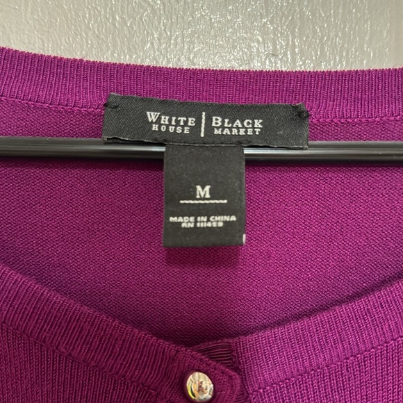 White House Black Market Purple Fuchsia Snap Sweater Cardigan M - Picture 2 of 3